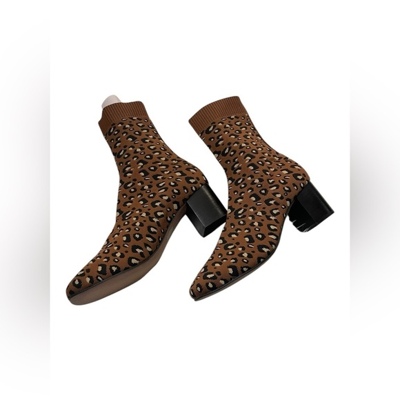 Anthropologie Silent D Camorra Leopard print knit sock boots Size 39/8.5 - Picture 8 of 16